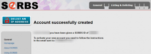 SORBSユーザー登録完了画面