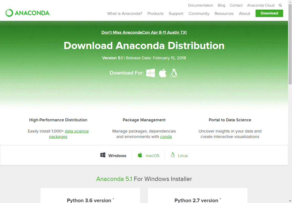 Anaconda公式サイト