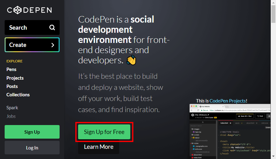 CodePen公式サイト