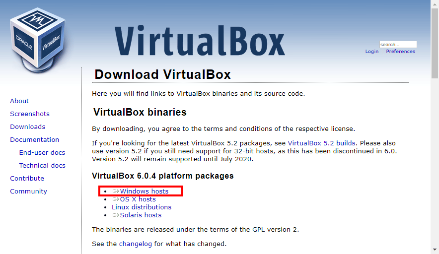 VirtualBox公式ページ