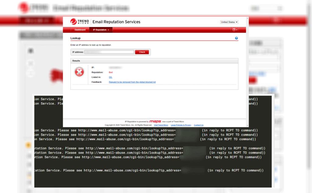 trend micro email reputation service remove block