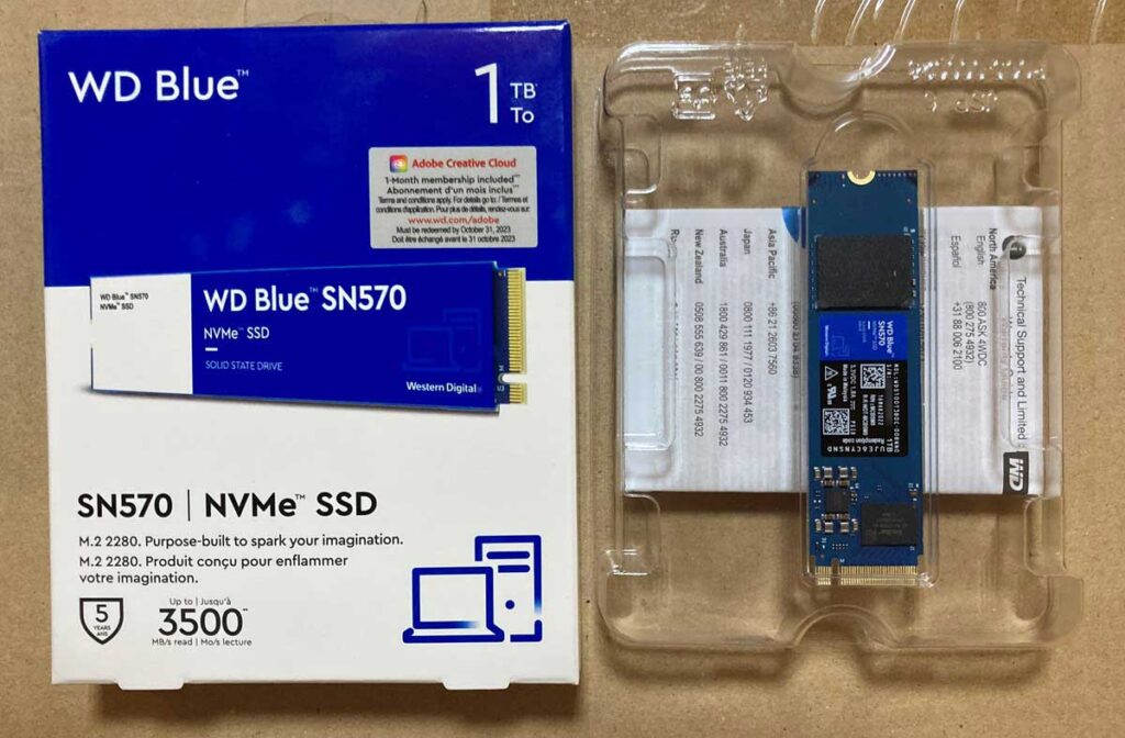新しく取り付けるWD Blue SN570 1TB